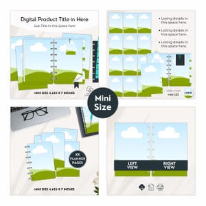 Planner Mockup Canva, Discbound US Letter Digital Product Etsy Listing Template, Journal Page Mockup Bundle, Drag and Drop Canva Design image 5
