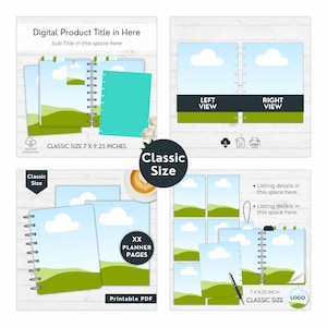 Planner Mockup Canva, Discbound US Letter Digital Product Etsy Listing Template, Journal Page Mockup Bundle, Drag and Drop Canva Design image 3