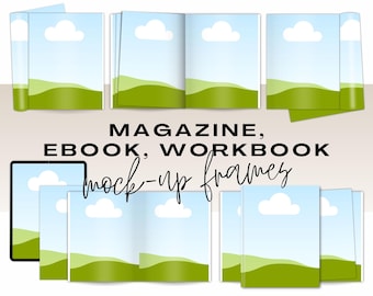 Ebook-Magazin Canva Template Bundle, US Letter bearbeitbares Magazin Mockup, Ebook und Arbeitsbuch ziehen Canva Mockup, A4 Größe Arbeitsblatt