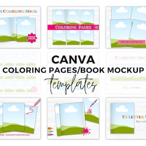 Exibição de livro para colorir, mockup de livro para colorir do Canva, Modelos de mockup para download, Modelo de lista de produtos digitais, Pacote de mockup para impressão