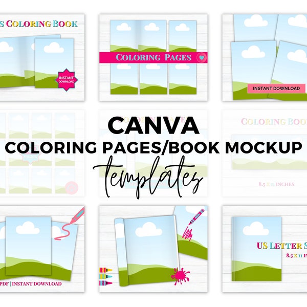 Coloring book display, Canva coloring book mock up, Downloadable mockup templates, Digital product listing template, Printable mockup bundle