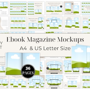 Ebook PDF Mockup A4 Página Canva Template Arraste e solte Design Tamanho Carta EUA Imprimível Digital Product Etsy Listing Mockup Template Bundle