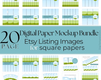 Seamless Digitized Paper Mockup Bundle, Etsy Listing Template Square Digital Paper, Drag and Drop Editable Canva Design, Etsy Listing Mockup