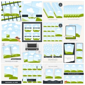 Etsy listing templates designed for printable coloring pages.  Drag and drop in your digital coloring page images into the pre sized frames.  Customize the digital product mockup templates in Canva.