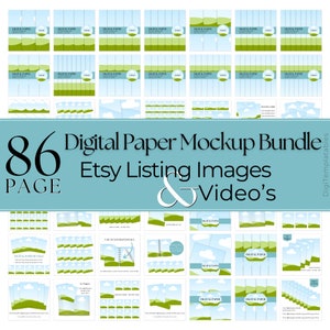 Digital Paper Mockup Bundle, Seamless Paper Etsy Listing Mockup Template, Square Sized Pack, US Letter Printable, Animated Video Mockup