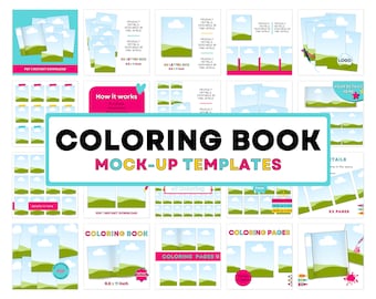Färbung von Arbeitsmappe druckbares Mockup, digitales Buch Canva Mockup-Bundle, bearbeitbare Etsy-Auflistungsvorlagen, Herunterladbares Ziehen und Ablegen-Design