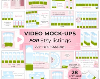 Bookmark Mockup Template, Etsy Listing Video, Animated Canva Video Mockup, Digital Product Shop, Edit and Customize Drag and Drop Design