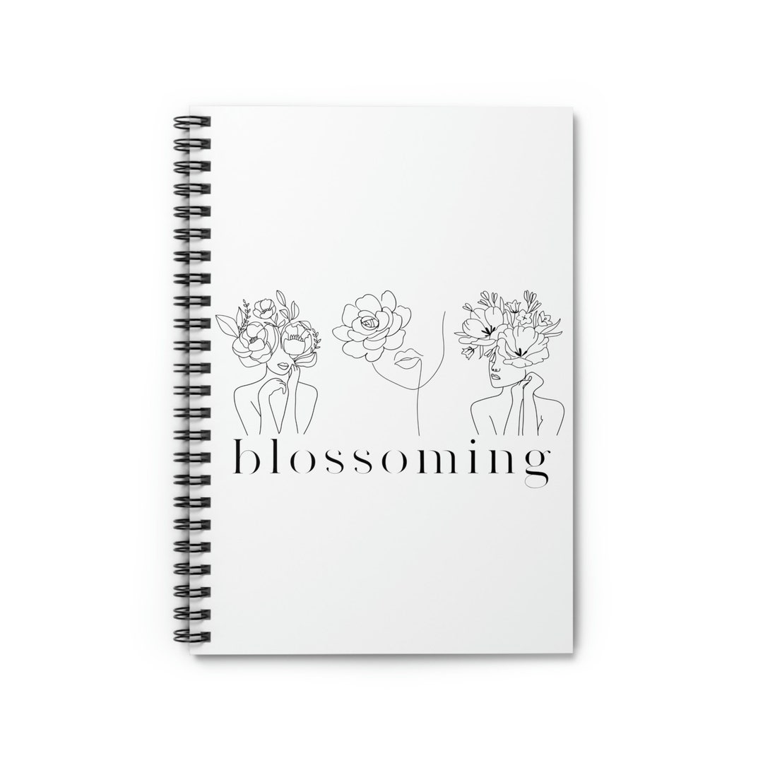 Spiral Notebook - Ruled Line White Cover With Black Floral Ladies Line ...
