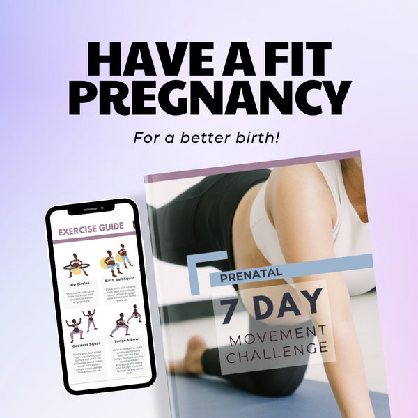 Pregnancy Exercise, Pregnant Exercise Guide, Prenatal Exercise Challenge, Exercise Moves for Birth, Birth Prep Exercise, Pregnancy Fitness