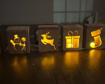 Christmas Lantern, Christmas decorations for the home, Holiday decor, holiday gifts for home, Christmas, wooden lantern tealights