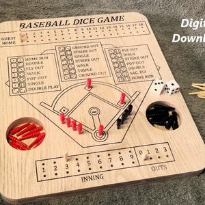 Baseball Würfelspiel, Digitale Dateien, Vcarve Pro, Vectric, Würfelspiel, Spiele