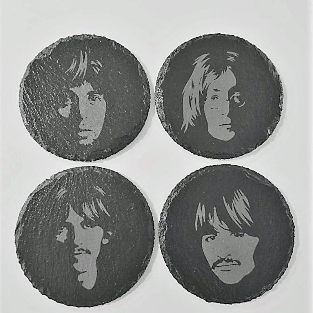 Beatles Drink Coasters, the Fab Four Slate Beatles Coasters, the