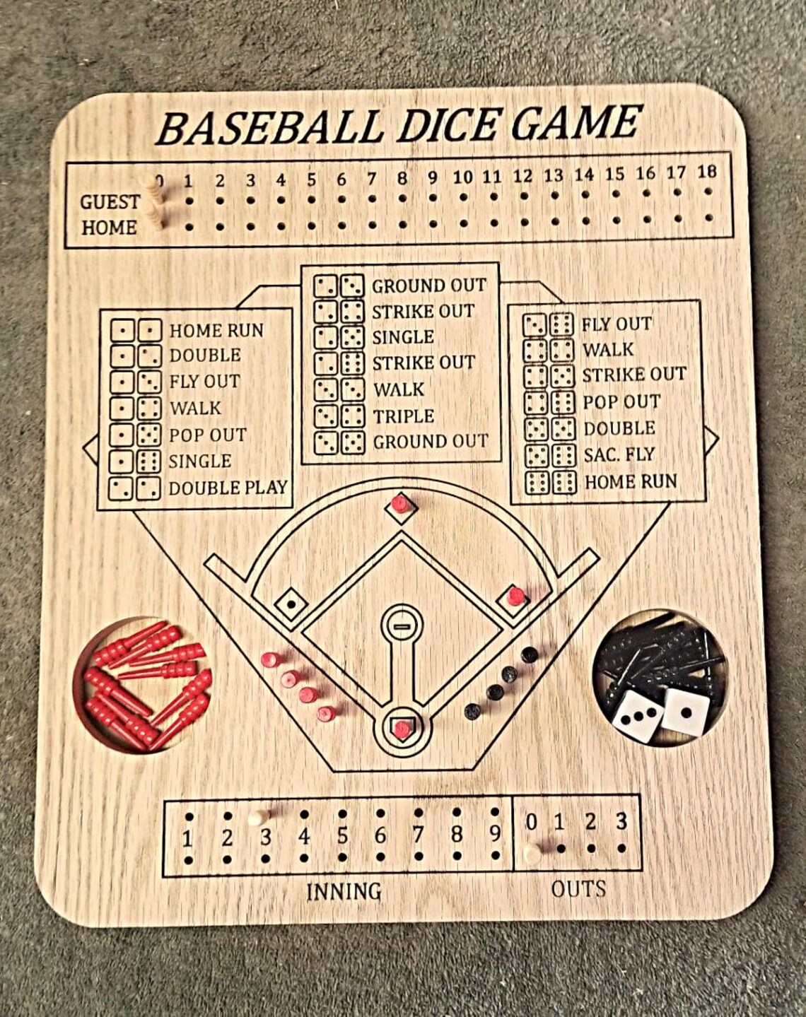 Baseball Dice Game CNC Files: Vcarve Pro, Vectric (digital Download) - Etsy