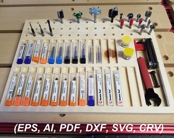 CNC Bit Organizer, CNC Bit holder, Tool Organizer, Vectric Vcarve Pro, Aspire, Cut2D