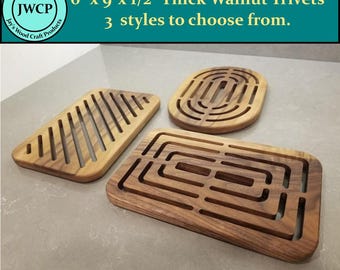 Trivets, Pot holders, Kitchen ware, Cooking, Decorative, Wood, Kitchen Utensil, Table protection, Solid Walnut Trivets, Heat pads