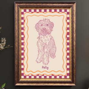 Custom Funky Pet Portrait, Cute Digital Cat Poster, Custom Badly Drawn Dog Portrait Minimalist Custom Poorly Drawn, Retro Pet Prints Gift