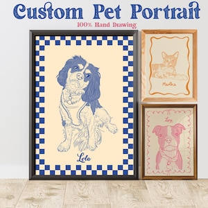Custom Retro Pet Portrait, Funky Dog Drawing, Cute Digital Cat Poster, Minimalist Poorly Drawn Pet Art, Funny Retro Pet Prints Gift