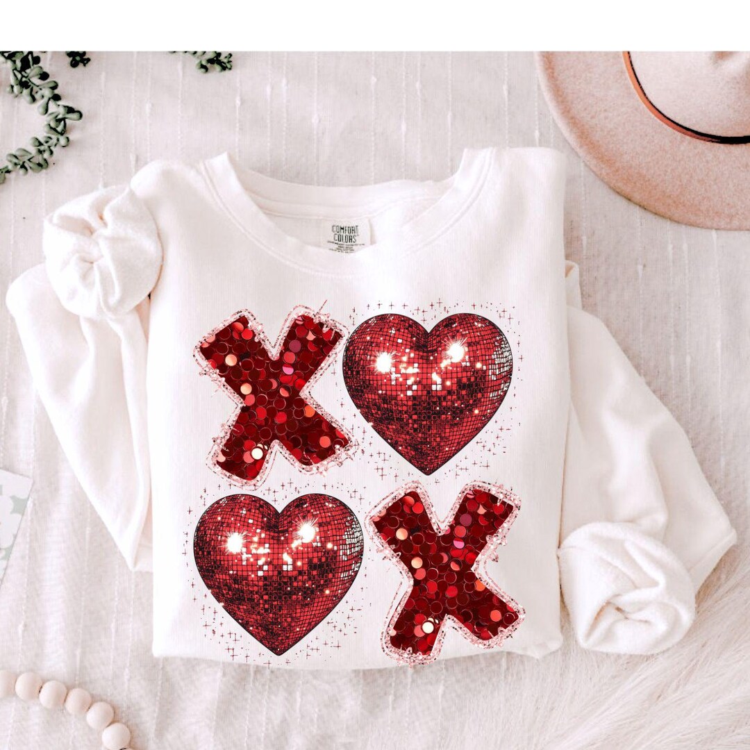 XOXO Faux Sequin PNG, Disco Ball Valentine, Coquette Valentine Shirt ...