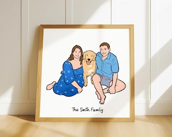Portrait de couple personnalisé dessiné à la main, caricature d'anime de dessin animé non IA, famille, anniversaire personnalisé, Noël, vacances, cadeau numérique