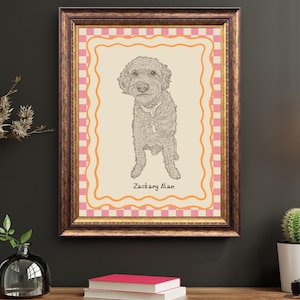 Funky Custom Dog Portrait, Colorful Digital Pet Prints, Cute Line Drawing, Retro Wall Art, Eclectic Animal Posters, Unique Dog Mom Gift