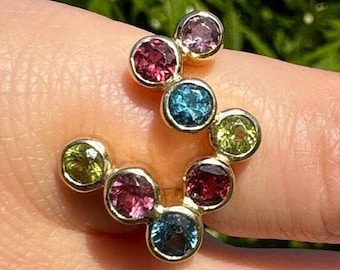 14K Gelbgold Geometrische Lünette Constellation Ring