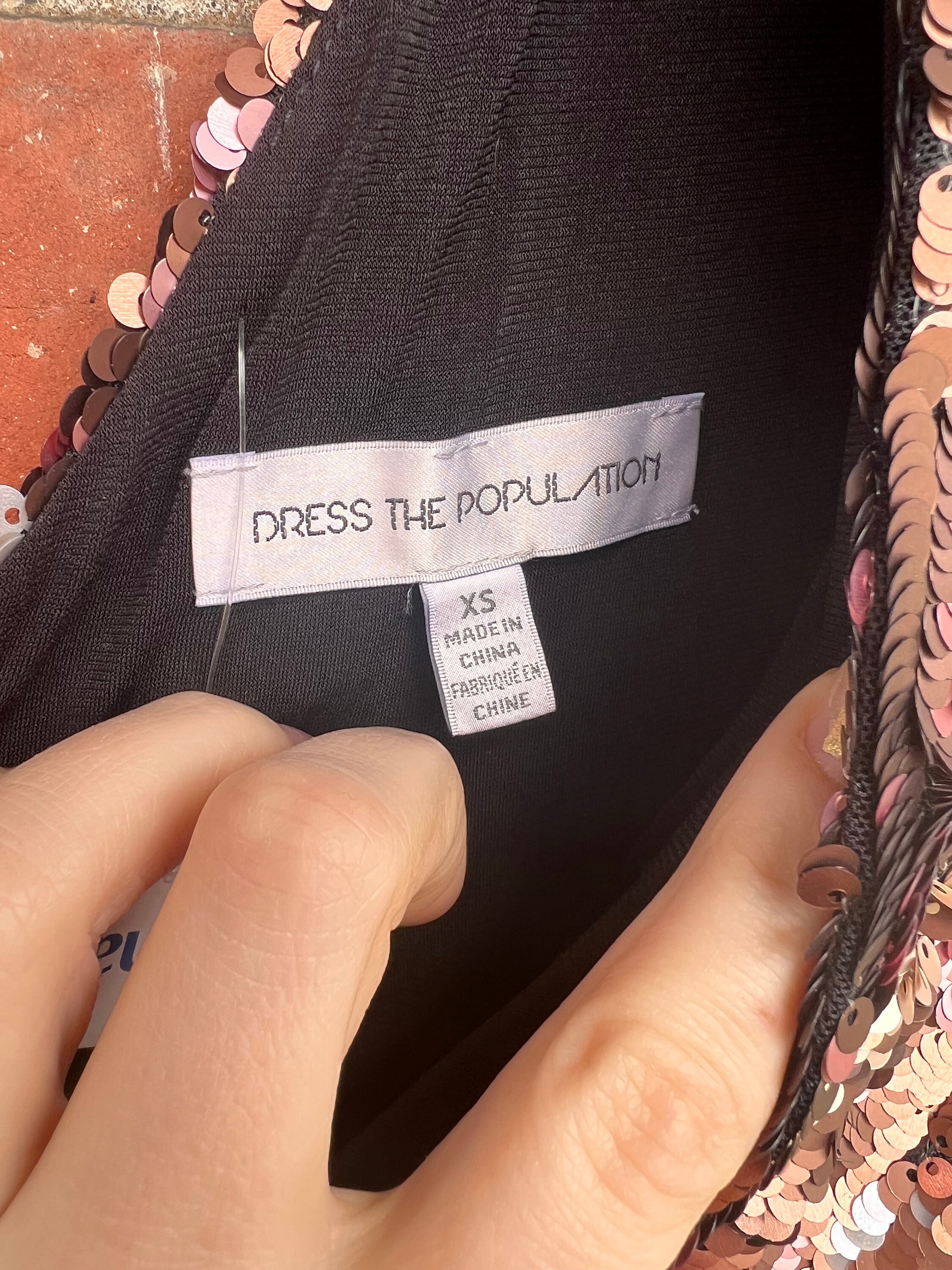 open lace back dress Dress The Population Zoe Sequin Minidress