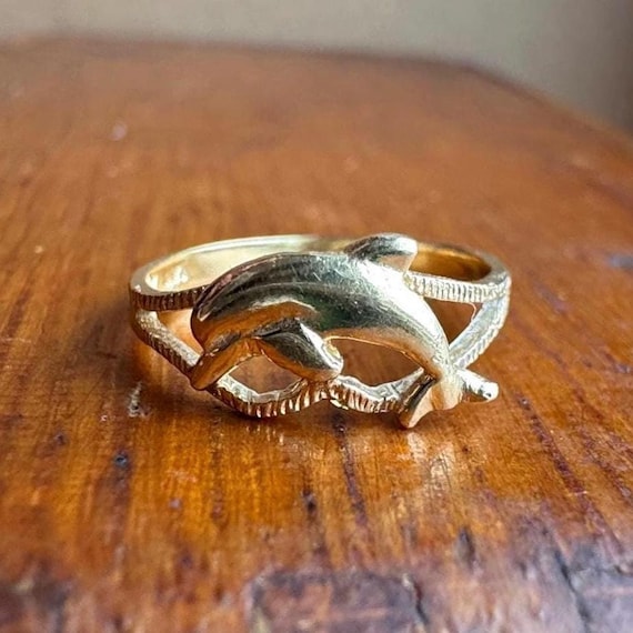14K Yellow Gold Dolphin Ring Fine Jewelry