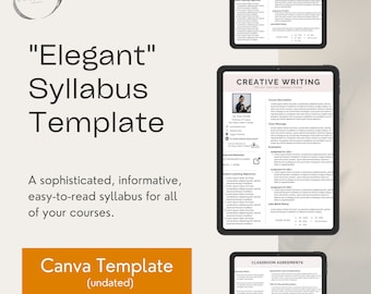 Elegant Syllabus Template | Fully Editable Canva Template, Course Syllabus WITH EXTRAS!