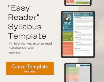 Easy Reader Syllabus Template | Fully Editable Canva Template, Course Syllabus WITH EXTRAS!