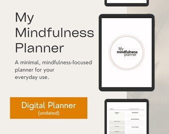 My Mindfulness Planner (undated) | Self-care, Mindfulness, Journal+Yearly Planner, Intention+Gratitude+Self-Reflection, Monthly Mood Tracker
