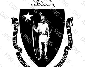 Massachusetts State Flag File Bundle (ai, dxf, jpg, png & svg)