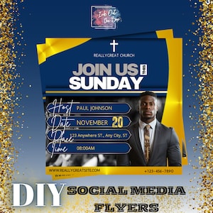 Doe met ons mee zondag, lof en aanbidding, zondagsdienst van de kerk, bewerkbaar in Canva-sjabloon, professioneel, digitale sociale media-post of afdrukbaar