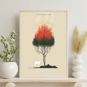 Modern Christian Wall Art Burning Bush Bible Verse Art Modern Christian Art Christian Décor Bible Verse Print Minimalist Christian Print