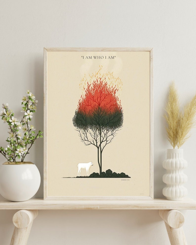 Modern Christian Wall Art Burning Bush Bible Verse Art Modern Christian