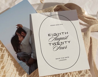 Cool Save The Date Card Template | Customizable Canva Template | Modern Wedding Aesthetic Photo Card | Digital Save the Date Template
