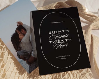 Cool Save The Date Card Template | Customizable Canva Template | Modern Wedding Aesthetic Photo Card | Digital Save the Date Template