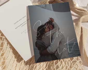 Photo Save The Date Card Template | Customizable Canva Template | Modern Wedding Aesthetic | Digital Save the Date Template