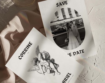 Cupid Save The Date Card Template | Customizable Canva Template | Modern Wedding Aesthetic Photo Card | Digital Save the Date Template