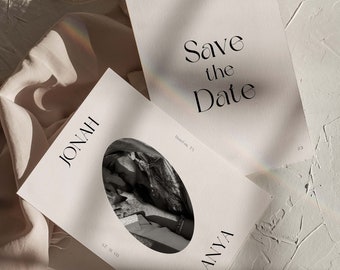 Trendy Save The Date Template | Customizable Canva Template | Modern Wedding Aesthetic Photo | Digital Save the Date Card Template