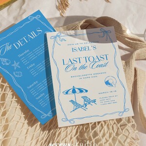 Carte d'itinéraire « Le dernier toast sur la côte » PERSONNALISÉE | Future mariée, week-end entre filles, enterrement de vie de jeune fille | Modèle numérique personnalisable