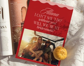 Trendy 'Will you be my bridesmaid?' Proposal Card | Bridesmaids Photo Card | Modern Digital Wedding Card | Customizable Canva Template