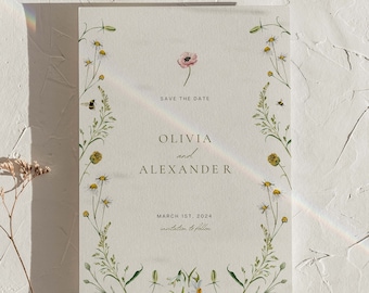 Garden Flowers Save the Date Template | Spring Summer Wedding | Photo Save the Date | Customizable Printable Canva Template