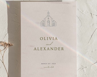 Church Wedding Save the Date Template | Photo Save the Date | Trendy Wedding Card | Customizable Canva Template | Digital Template