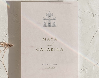 Chapel Wedding Save the Date Template | Photo Save the Date | Trendy Wedding Card | Customizable Canva Template | Digital Template