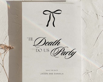 Til Death do us Party Save the Date Template | Modern Digital Template | Simple Wedding Photo Card | Customizable Canva Template