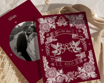 Romantic Save the Date Template (Approved by Cupid) | Digital Save the Date Template | Wedding Card | Customizable Canva Template