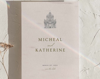 Chapel Wedding Save the Date Template | Photo Save the Date | Trendy Wedding Card | Customizable Canva Template | Digital Template