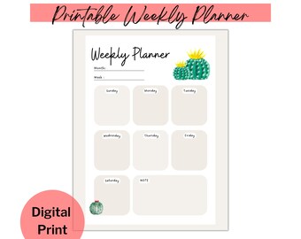Desert Weekly Planner Printable, Weekly Schedule, Weekly Organizer, Office Planner, Desk Planner, Undated weekly planner, US Letter/A4/A5
