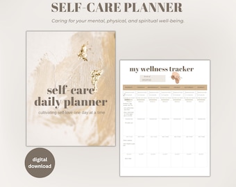 Self-Care Planner, Mental Health and Wellness planner, Mindfulness Gift, Printable Planner, self care checklist, daily well being checklist,