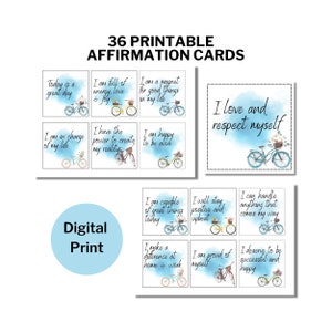 Baraja de cartas de afirmación positiva diaria, tablero de visión imprimibles, atracción, manifestación y cuidado personal, citas positivas, DESCARGA DIGITAL